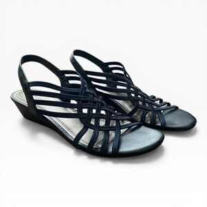 East 5th Reno Slingback Wedge Sandals Women's Size 10M Blue Strappy Comfort Shoe